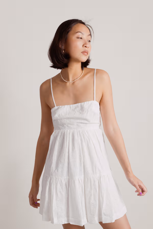 Surprised Me Back Tie Skater Mini Dress - White