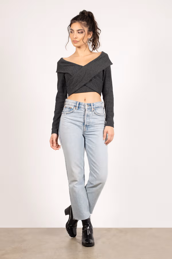 Pick It Up Cross Front Sweater - Hunter Green