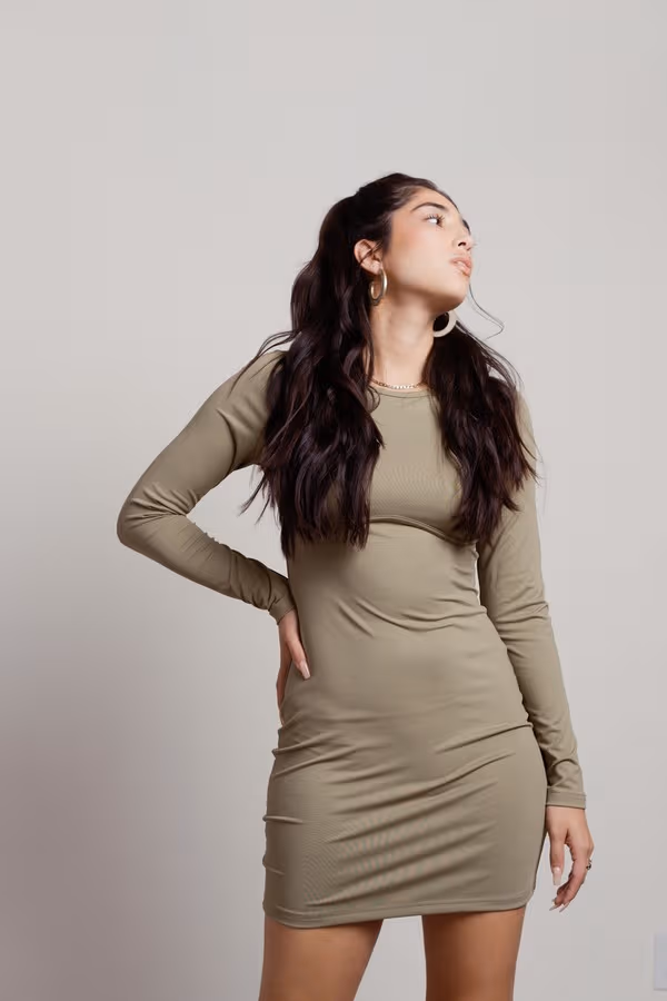 Kanie Cutout Bodycon Mini Dress - Light Olive