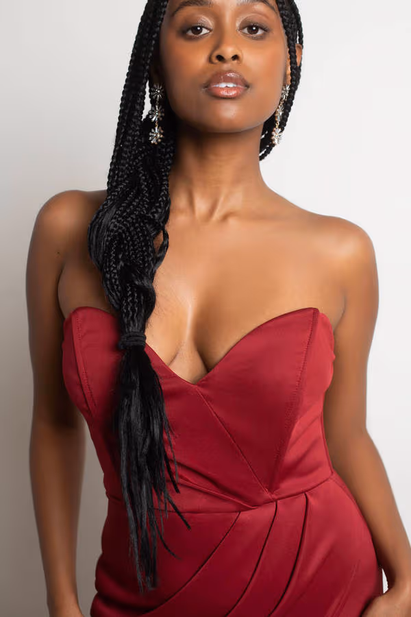 In A Dream Sweetheart High Slit Maxi Dress - Burgundy