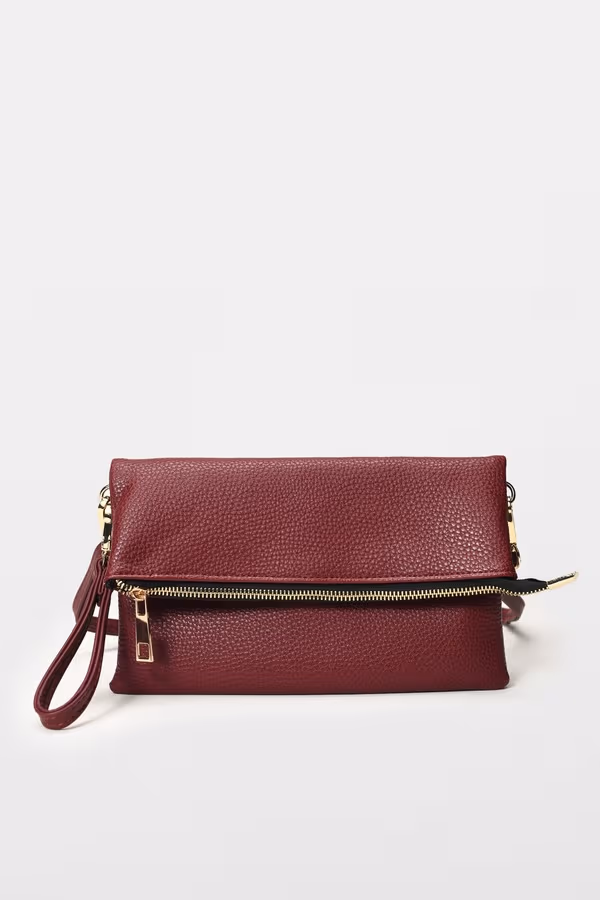 Diana Fold Over Clutch - Wine