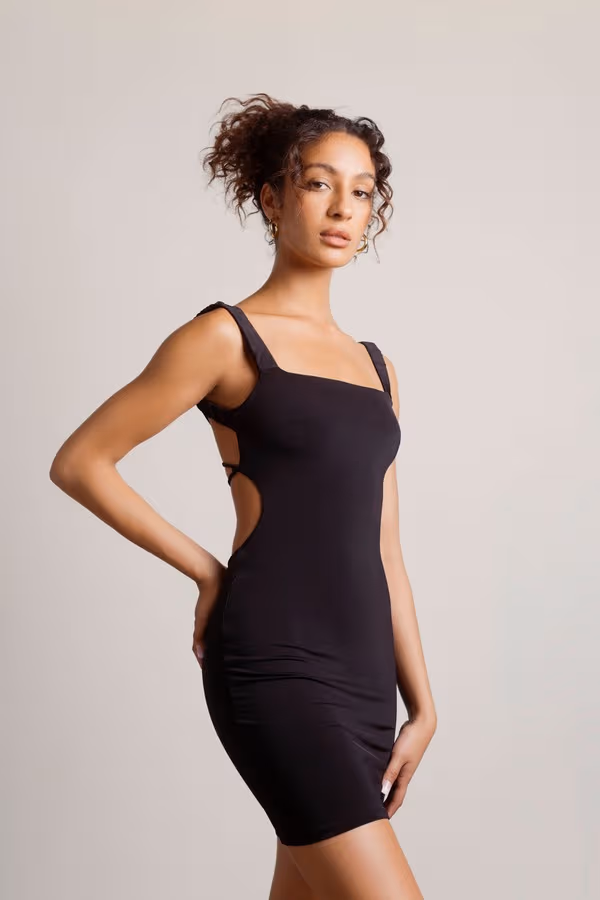 Some Space Please Backless Bodycon Mini Dress - Black
