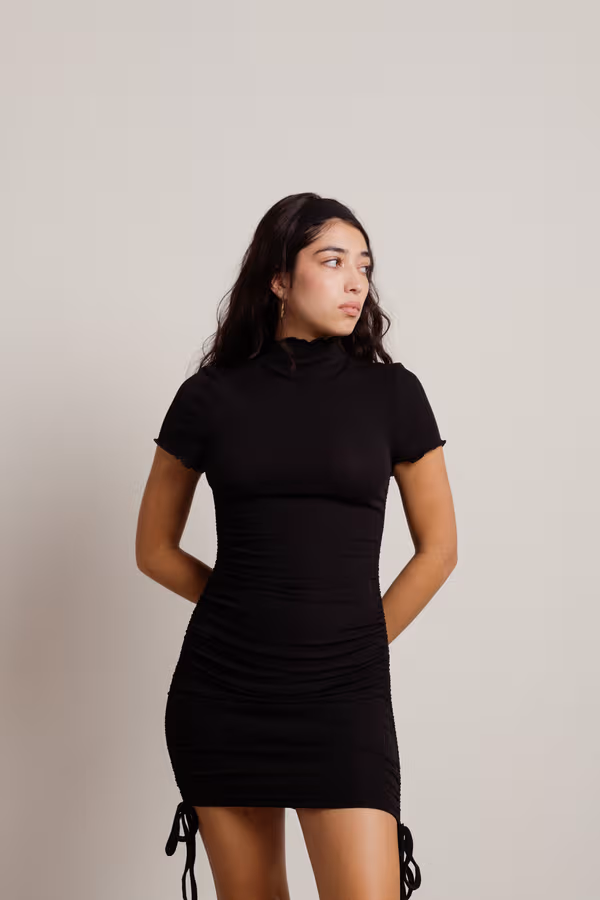 Jordan Mock Neck Bodycon Mini Dress - Black