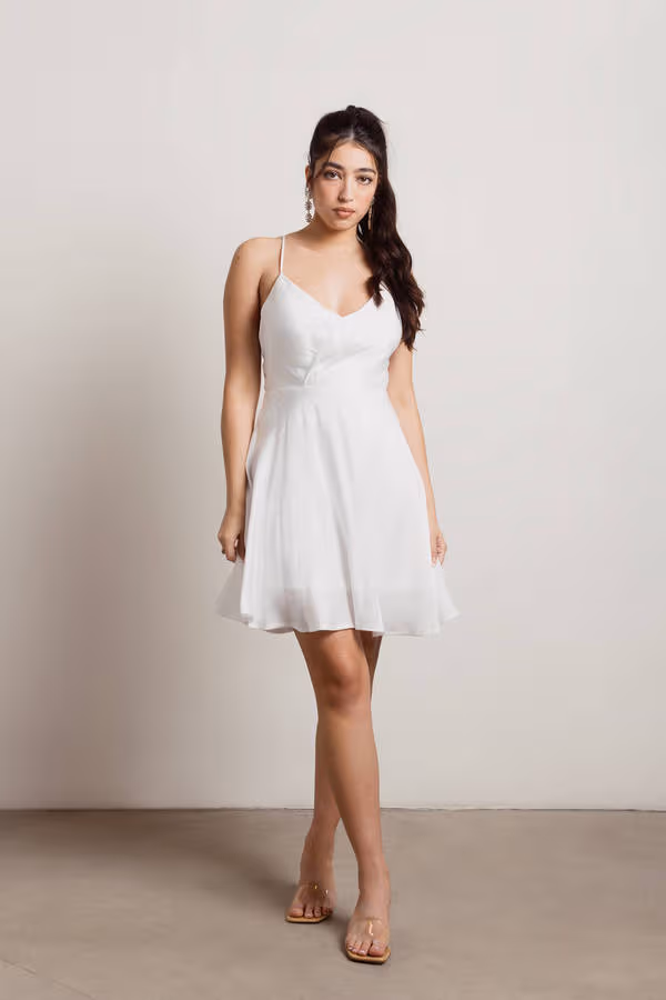 Lorena Cross Back Skater Mini Dress - White