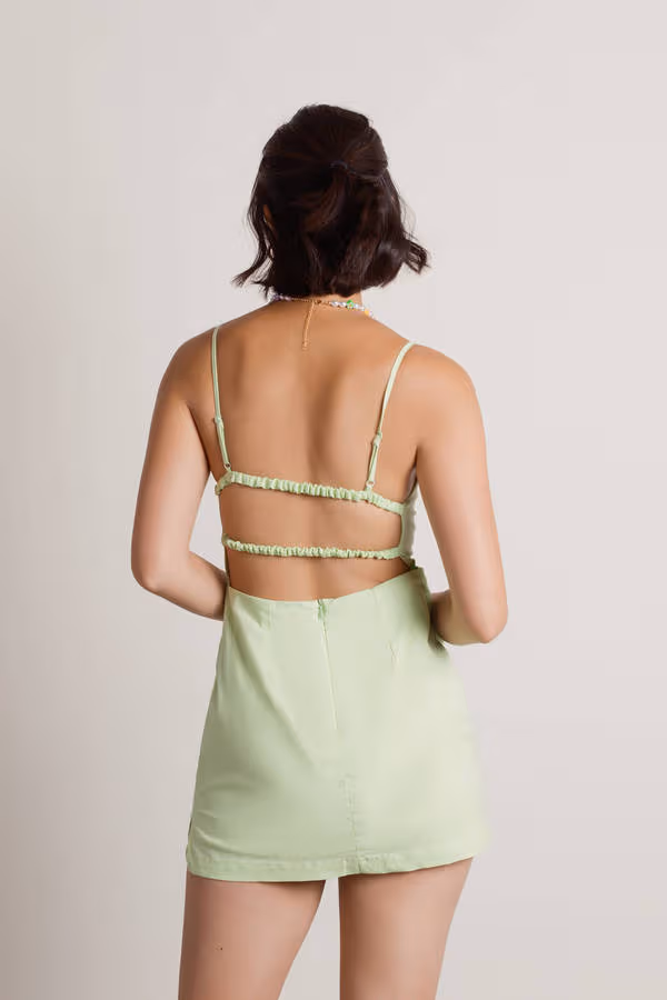 Hermione Open Back A-Line Mini Dress - Off White