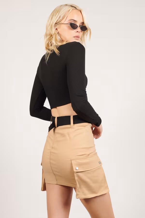 Hang Tight Cargo Mini Skirt - Khaki