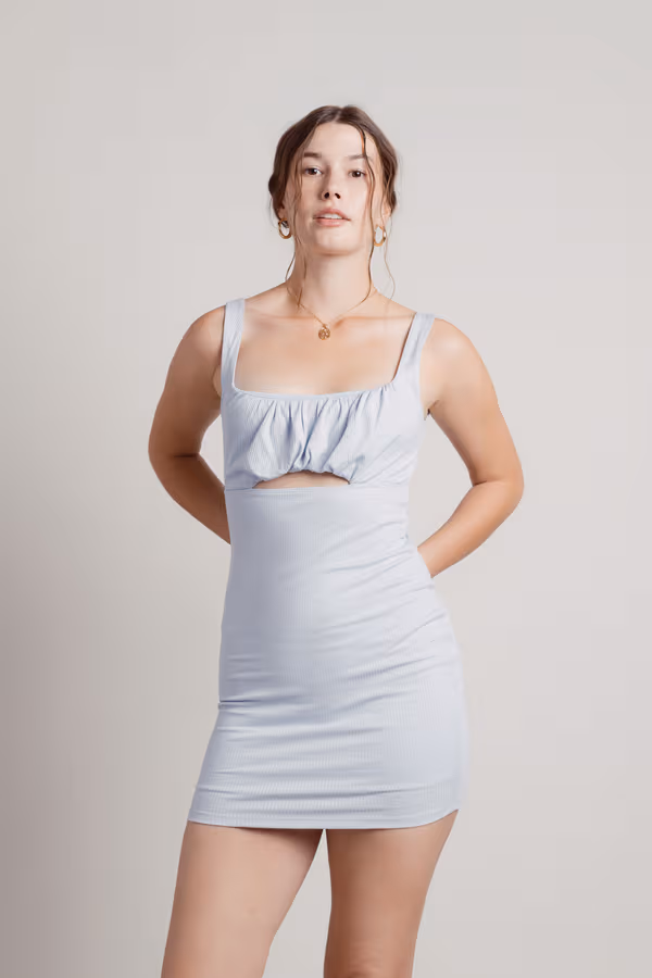 Thebe Cutout Bodycon Mini Dress - Light Blue