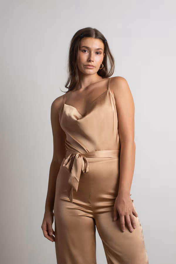 That One Time Satin Jumpsuit - Gold