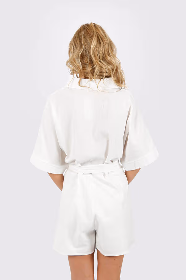 Jelyn Collared Romper - White
