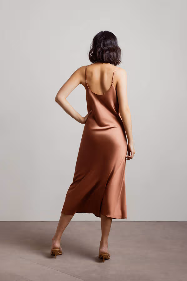 Cassie Satin Cowl Neck Midi Dress - Slate