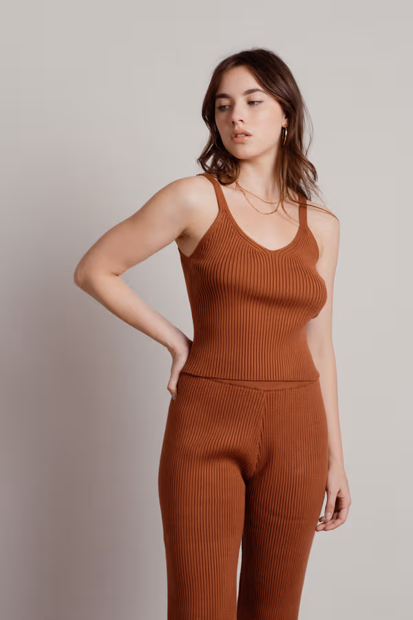 Chosen One Sweater Top and Pants Lounge Set - Rust