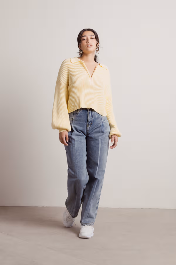 Issa Vibe Ribbed Sweatshirt - Yellow