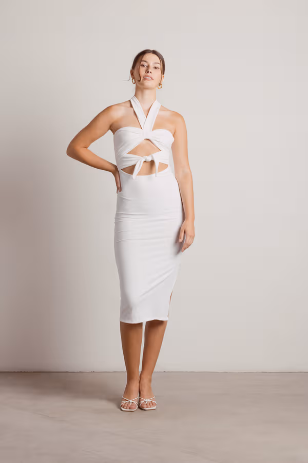 Aera Cutout Bodycon Midi Dress - Ivory