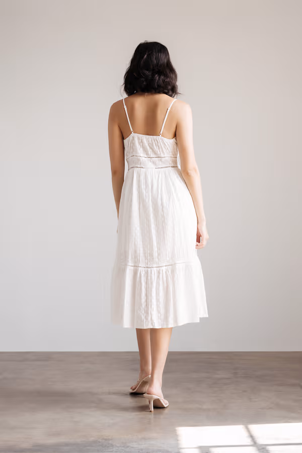 Next Best Thing Lace Eyelet Midi Dress - White