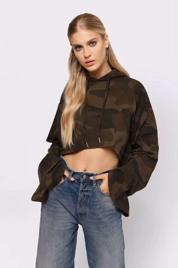 Show Off Camouflage Print Hoodie - Green