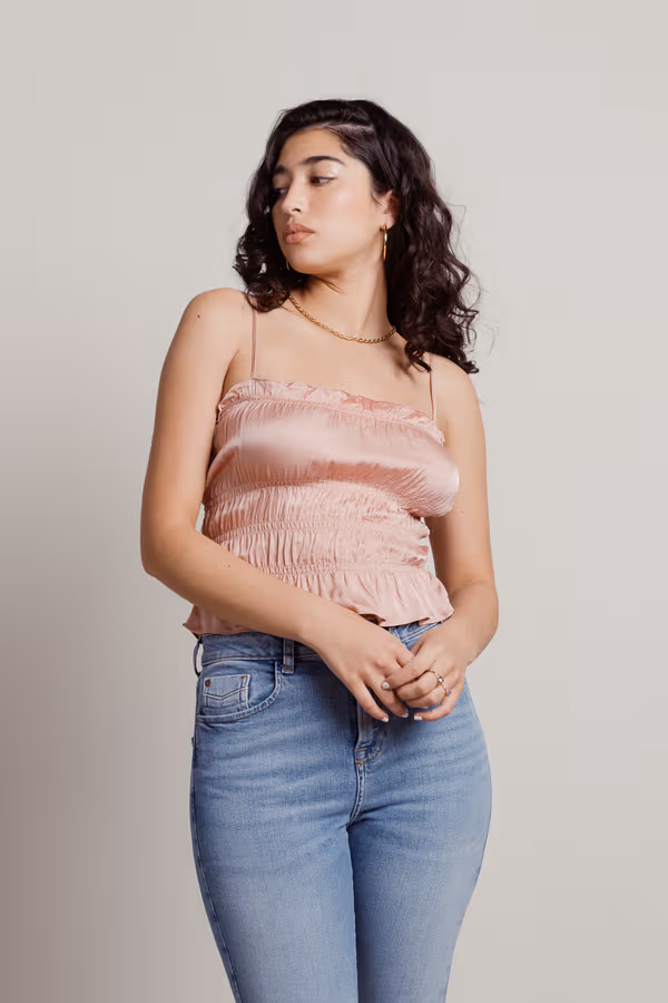 Many Hours Satin Top - Champagne