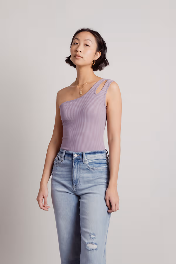 Mayra One Shoulder Bodysuit - Lavender