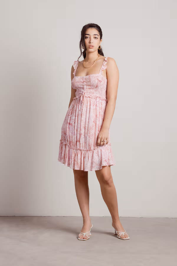 Baye Floral Smocked Midi Dress - Pink