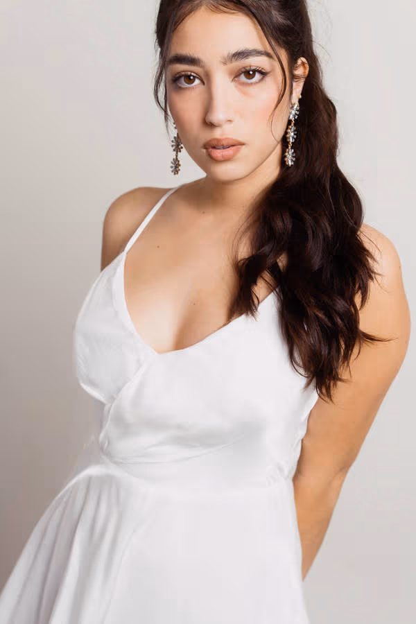 Lorena Cross Back Skater Mini Dress - White