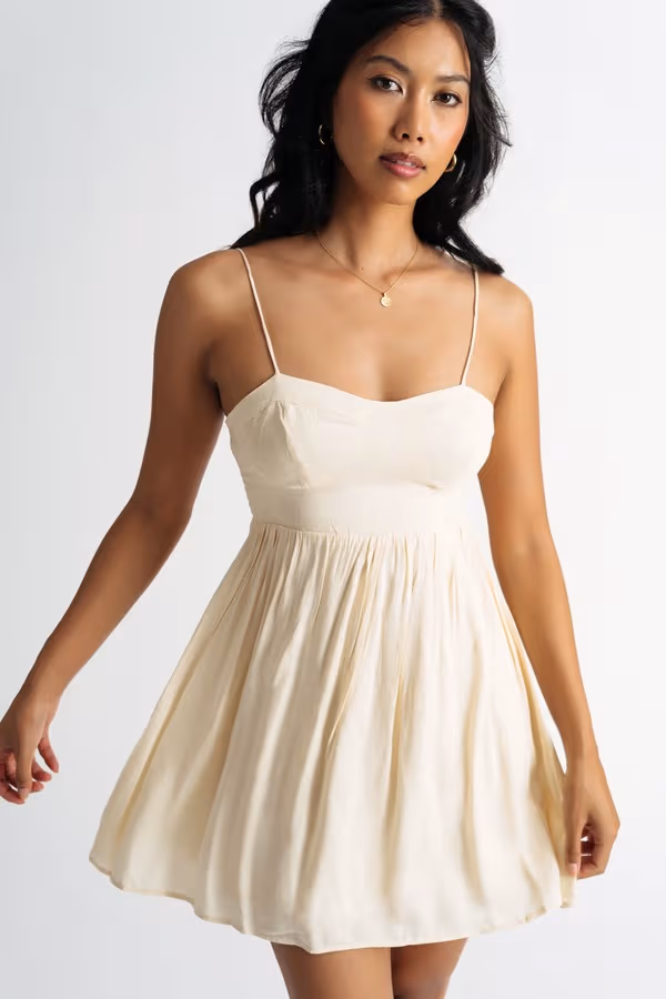 Small Talk Bustier Skater Mini Dress - Cream