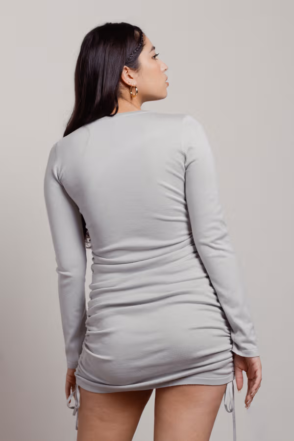 Girl Bye Ruched Bodycon Mini Dress - Gray