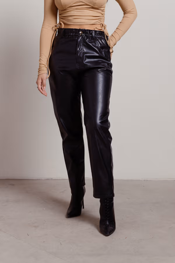 Straight Up Pleather Pants - Black