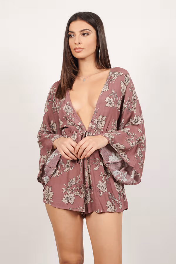 Make You Mine Plunging Romper - Wine
