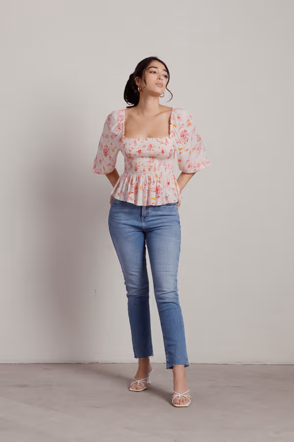 Cherri Blossom Floral Blouse - Cream Multi