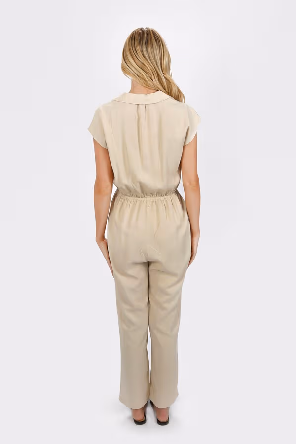 Arvie Tencel Collared Jumpsuit - Linen