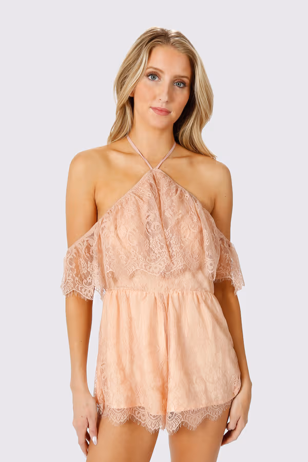 Cut It Out Lace Romper - White