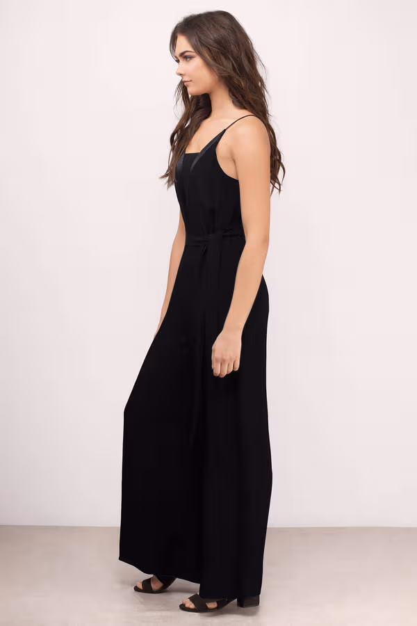 Vivid Waist Tie Jumpsuit - Black