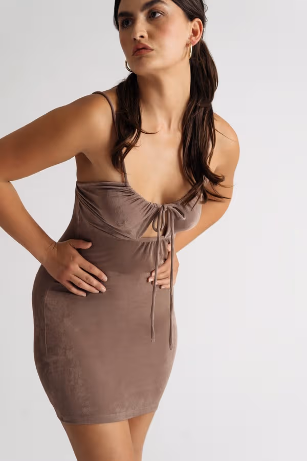 Those Days Keyhole Cami Mini Dress - Brown
