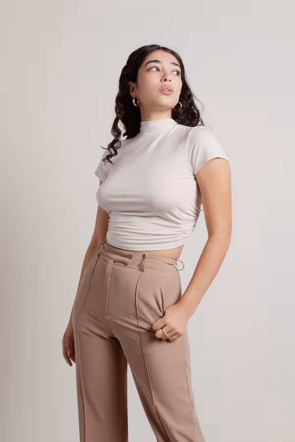 One More Time Crop Top - Taupe