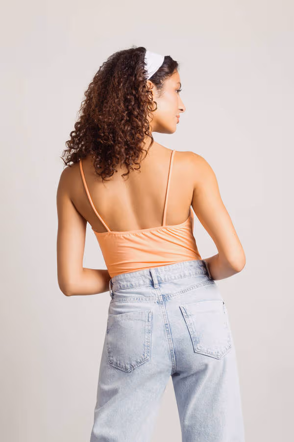 Tangerine Ruched Bodysuit - Orange