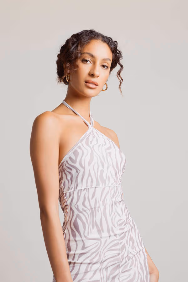 Forever Love Halter Mesh Mini Dress - Orange