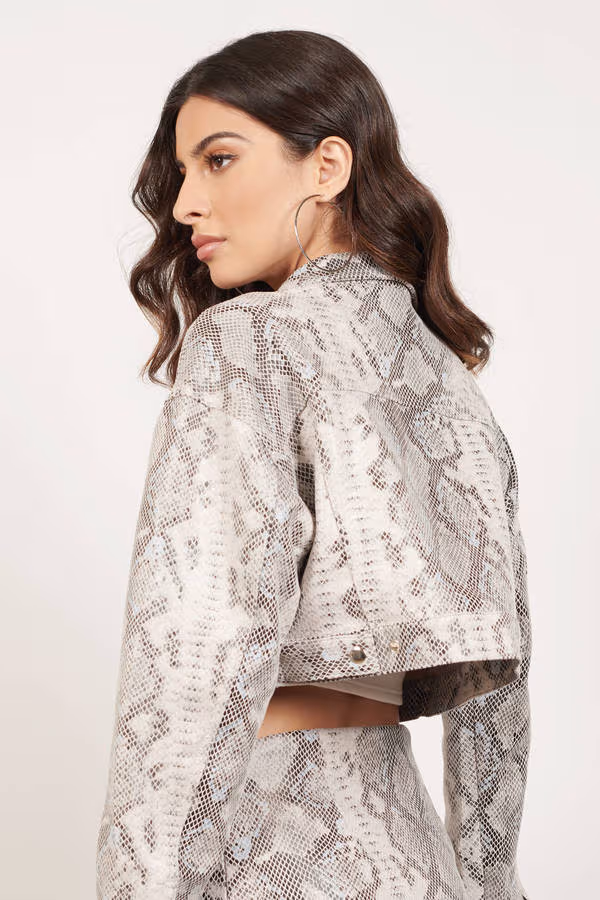 Slither Here Snake Print Jacket - Grey Multi