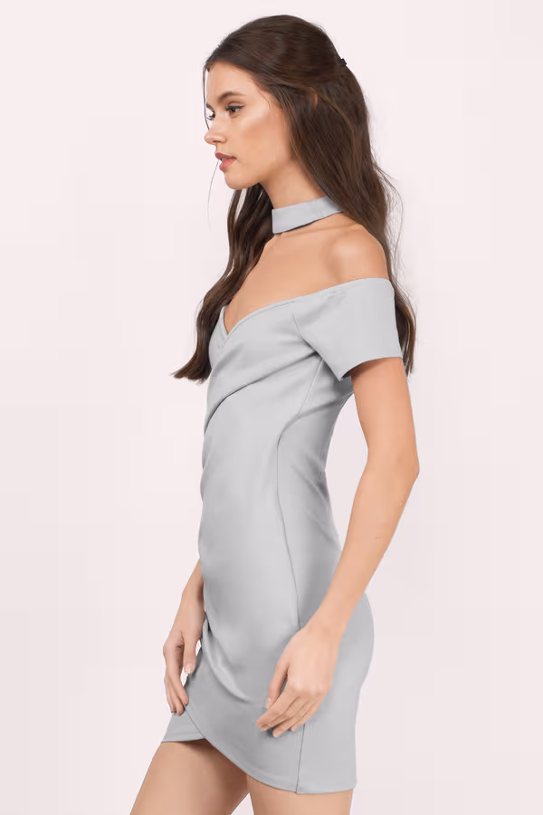 Daina Choker Bodycon Dress - Grey