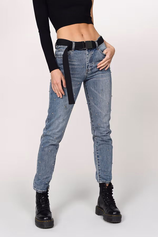 Roswell Studded Jeans - Medium Wash