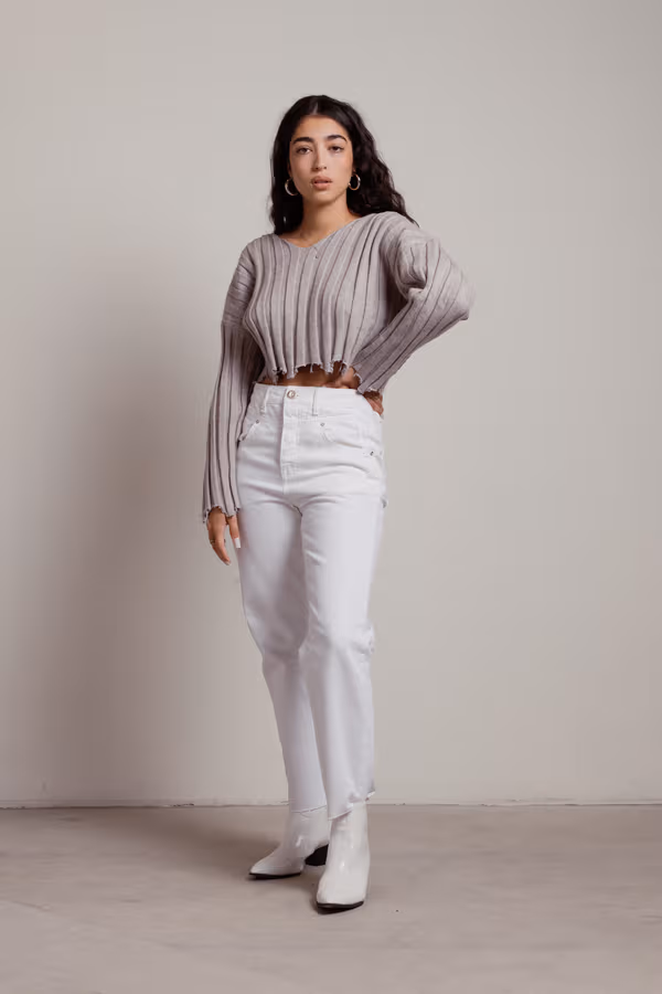 Lily Distressed Sweater - Grey