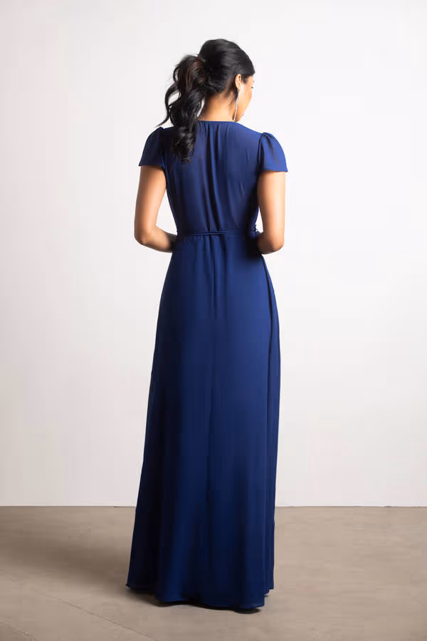 Be True Chiffon Wrap Maxi Dress - Navy