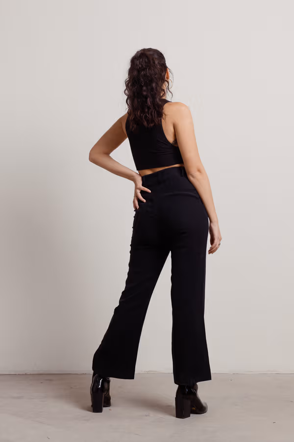 Very Busy Black High Waist Seamed Trousers
