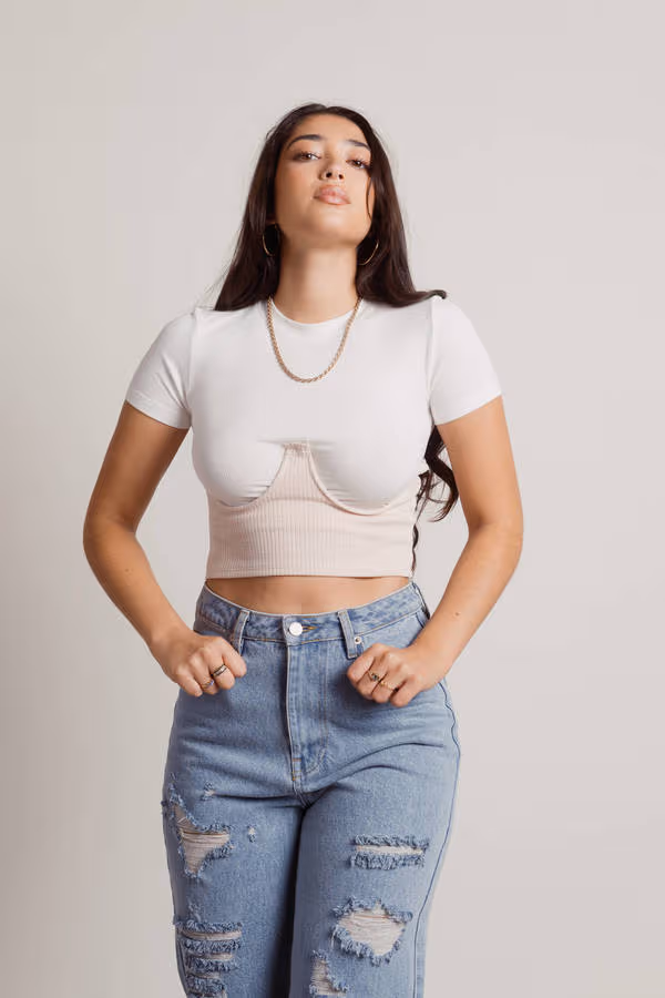 Dial My Number Corset Top - Beige