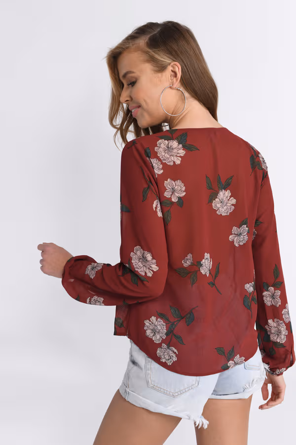 Best Bud Floral Blouse - Wine Multi