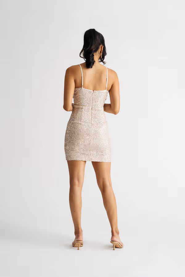 Scylla Sequin Cami Mini Dress - Silver