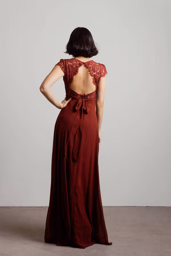 Shellie Sweetheart Open Back Maxi Dress - Burgundy