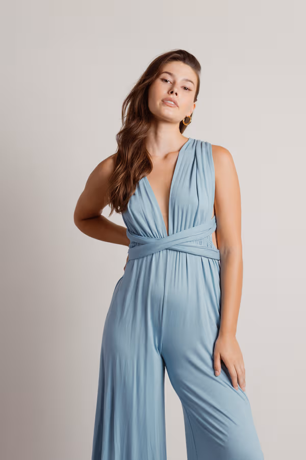 Make It Up Convertible Tie Jumpsuit - Blue
