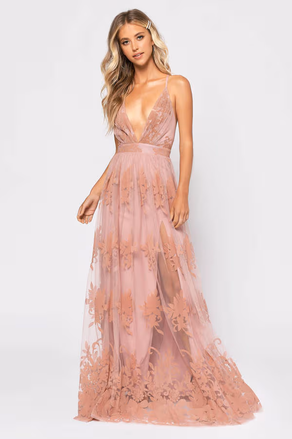 Analise Plunging Floral Maxi Dress - Black