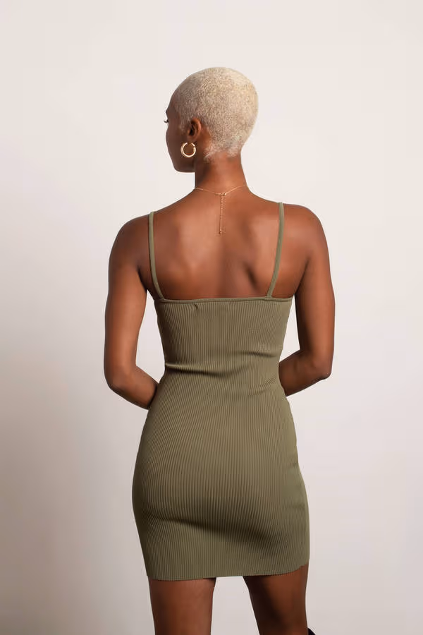 Kourtney Ribbed Bustier Mini Dress - Green
