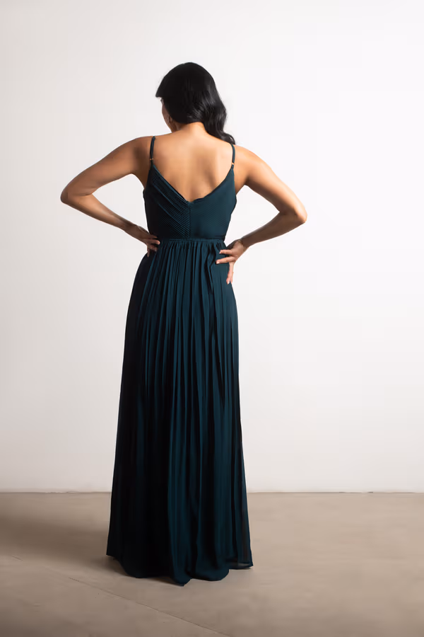 Love Galore Pleated Slit Maxi Dress - Emerald