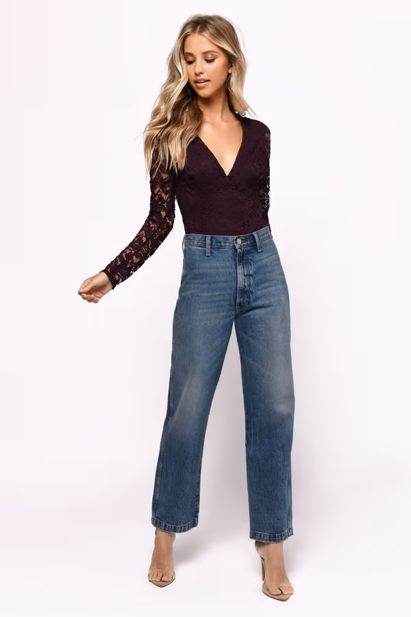 Show Stoppin Lace Up Bodysuit - Wine